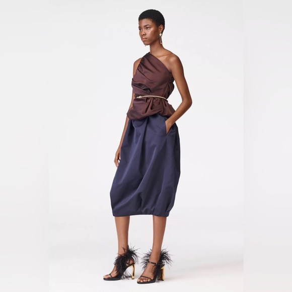 Zara VOLUMINOUS TAFFETA SKIRT LIMITED EDITION. Navy Blue. Size XS. New with Tags - Picture 8 of 16